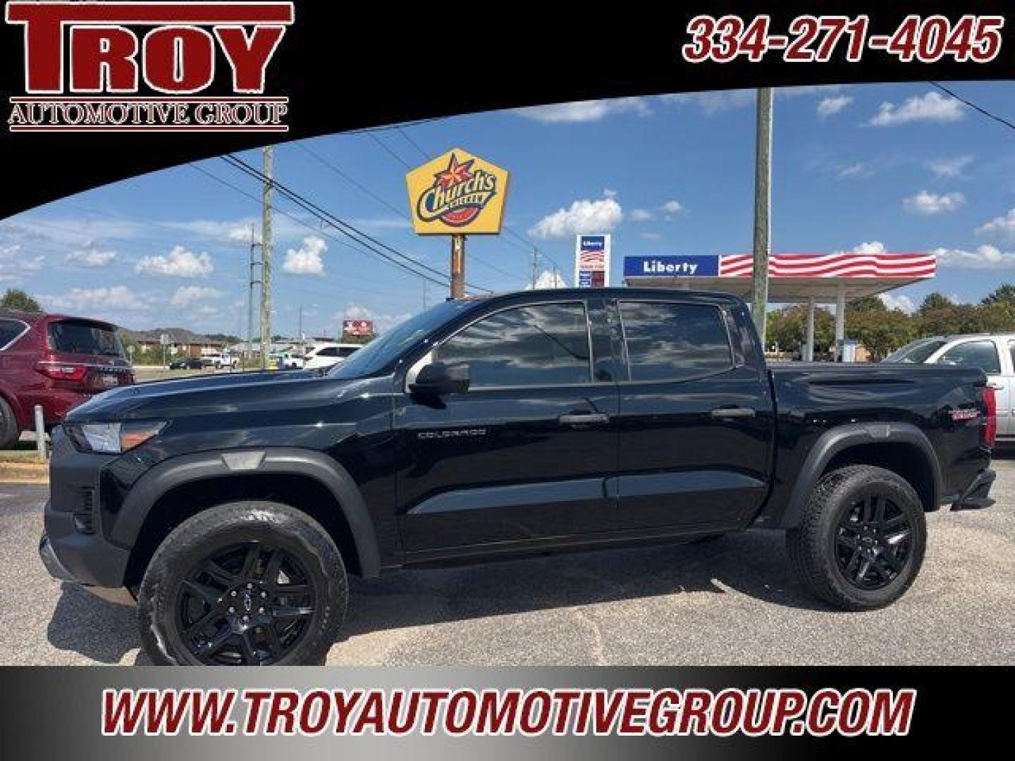 2023 Black /Jet Black Chevrolet Colorado Trail Boss (1GCPTEEK8P1) with an 2.7L Turbo engine, Automatic transmission, located at 6812 Atlanta Hwy, Montgomery, AL, 36117, (334) 271-4045, 32.382118, -86.178673 - Priced below KBB Fair Purchase Price!<br><br>Black 2023 Chevrolet Colorado Trail Boss 4WD 2.7L Turbo 8-Speed Automatic<br><br>Financing Available---Top Value for Trades.<br><br>Odometer is 26019 miles below market average! - Photo#0