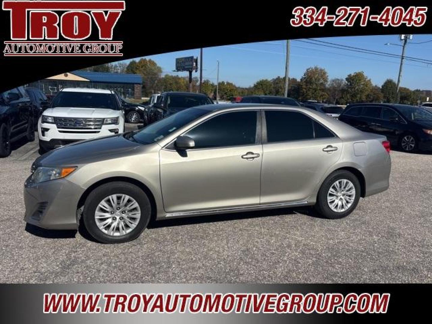 2013 Champagne Mica /Ivory Toyota Camry (4T4BF1FK4DR) with an 2.5L I4 SMPI DOHC engine, Automatic transmission, located at 6812 Atlanta Hwy, Montgomery, AL, 36117, (334) 271-4045, 32.382118, -86.178673 - Champagne Mica 2013 Toyota Camry FWD 2.5L I4 SMPI DOHC 6-Speed Automatic<br><br>Financing Available---Top Value for Trades.<br><br>25/35 City/Highway MPG<br><br><br>Awards:<br> * 2013 KBB.com 10 Best New Sedans Under $25,000 * 2013 KBB.com Best Resale Value Awards * 2013 KBB.com Brand Image Awa - Photo#0
