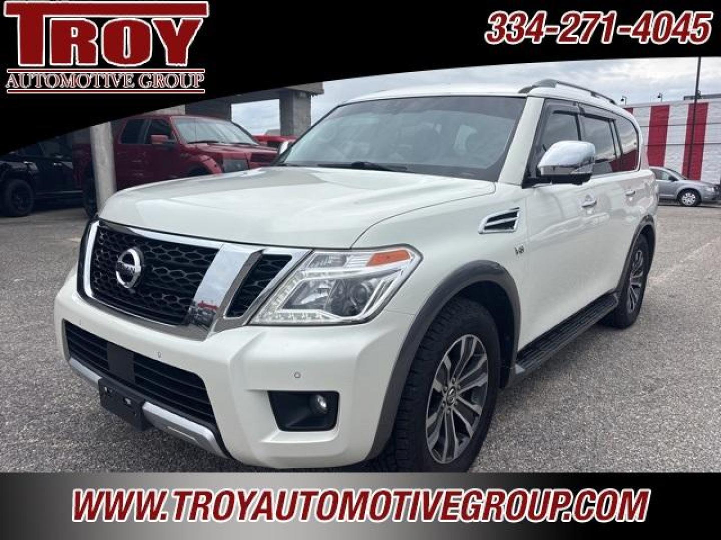2018 Pearl White /Charcoal Nissan Armada SL (JN8AY2ND9JX) with an 5.6L V8 DOHC 32V Endurance engine, Automatic transmission, located at 6812 Atlanta Hwy, Montgomery, AL, 36117, (334) 271-4045, 32.382118, -86.178673 - Recent Arrival!<br>Power Sunroof!!<br>Tow Package!!<br>Blind Spot Monitors!!<br>Heated Seats!!<br>2-Master Keys!!<br>Cooper A/T Tires!!<br><br>Pearl White 2018 Nissan Armada SL RWD 5.6L V8 DOHC 32V Endurance 7-Speed Automatic<br><br>Financing Available---Top Value for Trades. - Photo#3