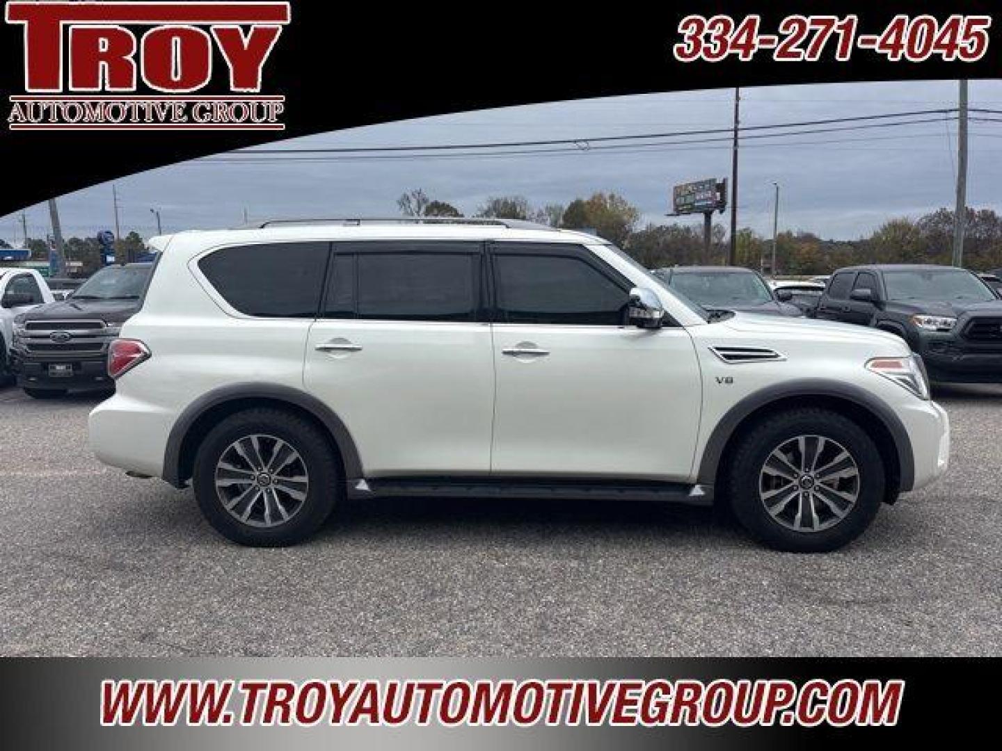 2018 Pearl White /Charcoal Nissan Armada SL (JN8AY2ND9JX) with an 5.6L V8 DOHC 32V Endurance engine, Automatic transmission, located at 6812 Atlanta Hwy, Montgomery, AL, 36117, (334) 271-4045, 32.382118, -86.178673 - Recent Arrival!<br>Power Sunroof!!<br>Tow Package!!<br>Blind Spot Monitors!!<br>Heated Seats!!<br>2-Master Keys!!<br>Cooper A/T Tires!!<br><br>Pearl White 2018 Nissan Armada SL RWD 5.6L V8 DOHC 32V Endurance 7-Speed Automatic<br><br>Financing Available---Top Value for Trades. - Photo#8