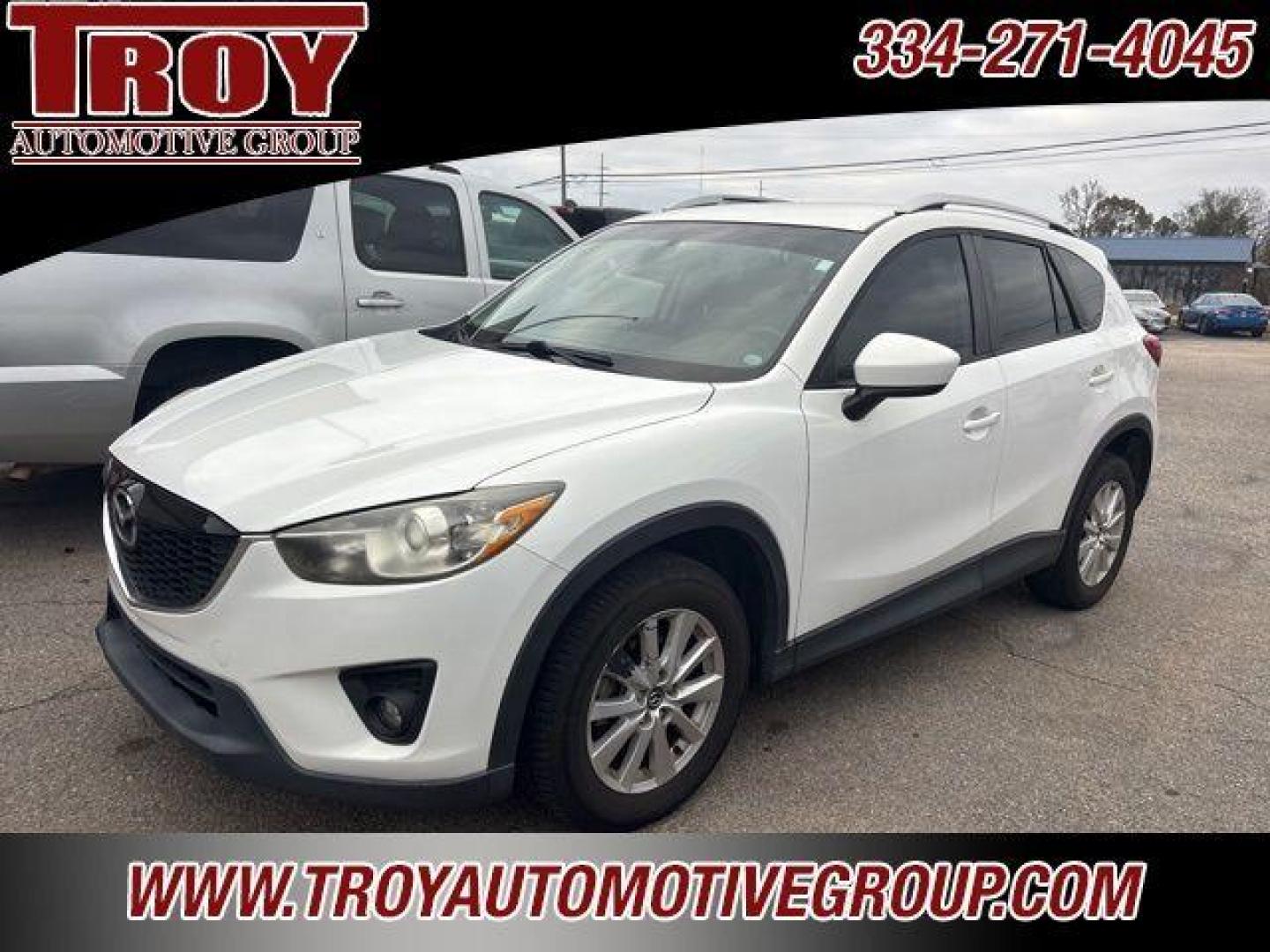 2013 Crystal White Pearl /Black Mazda CX-5 Touring (JM3KE2CE8D0) with an SKYACTIV-G 2.0L 4-Cylinder DOHC 16V engine, Automatic transmission, located at 6812 Atlanta Hwy, Montgomery, AL, 36117, (334) 271-4045, 32.382118, -86.178673 - Heated Leather Seats!!<br>Power Driver Seat!!<br>2 -Master Remote Entry Keys!!<br> - Photo#1
