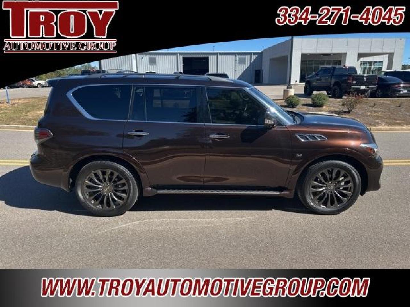 2017 Mocha Almond /Truffle Brown INFINITI QX80 Limited (JN8AZ2NE4H9) with an 5.6L V8 engine, Automatic transmission, located at 6812 Atlanta Hwy, Montgomery, AL, 36117, (334) 271-4045, 32.382118, -86.178673 - Mocha Almond 2017 INFINITI QX80 Limited AWD 5.6L V8 7-Speed Automatic<br><br>Financing Available---Top Value for Trades.<br><br>Odometer is 21255 miles below market average!<br><br><br>Awards:<br> * JD Power Initial Quality Study (IQS) * 2017 KBB.com 5-Year Cost to Own Awards - Photo#3