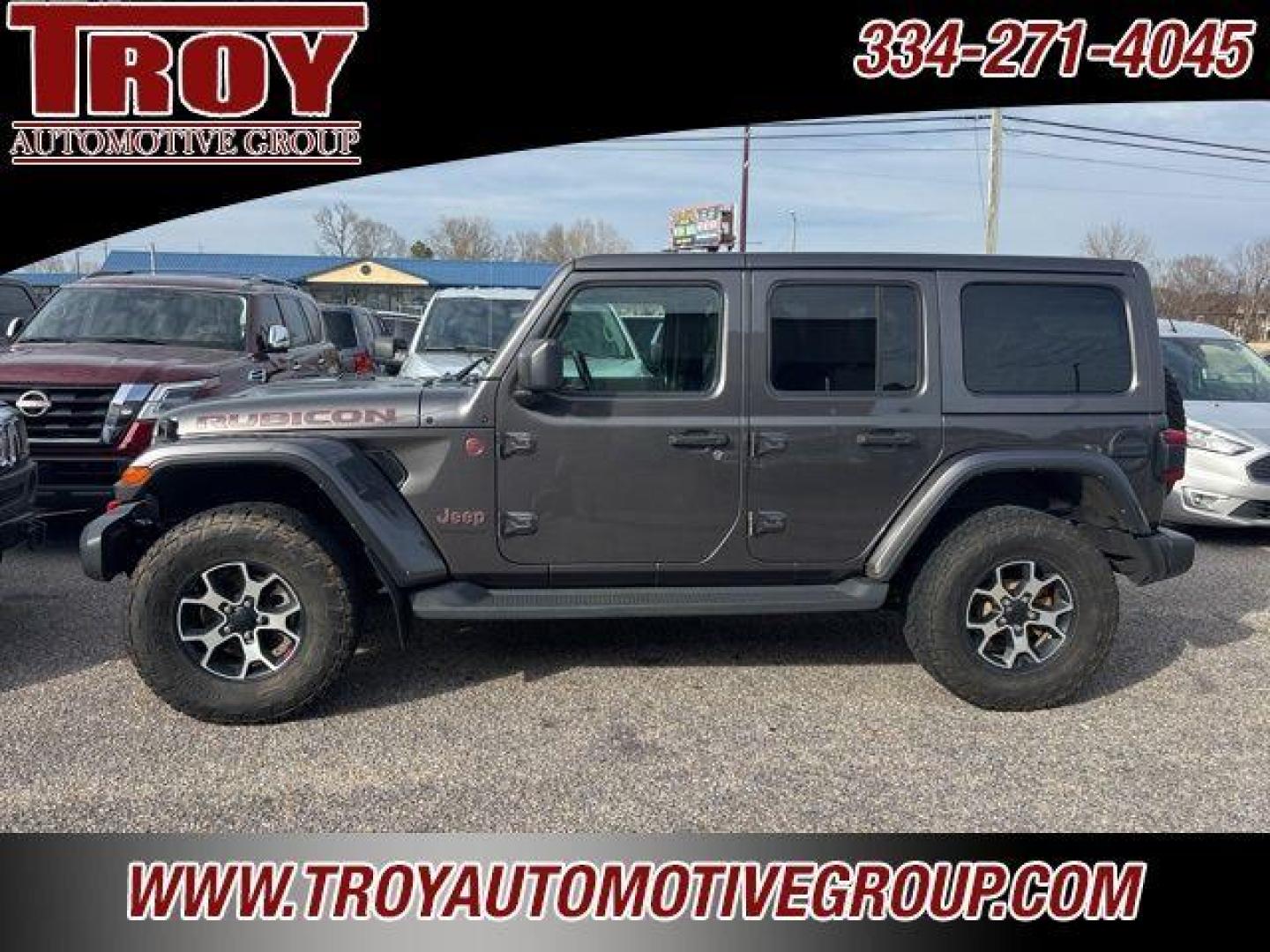 2021 Granite Crystal Metallic Clearcoat /Black Jeep Wrangler Unlimited Rubicon (1C4HJXFN8MW) with an 2.0L I4 DOHC engine, Automatic transmission, located at 6812 Atlanta Hwy, Montgomery, AL, 36117, (334) 271-4045, 32.382118, -86.178673 - Recent Arrival!<br>1-Owner!!<br>Leather Interior!!<br>Painted To Match Hardtop!!<br>Tow Package!!<br>2-Master Remote Keys!!<br><br><br>Granite Crystal Metallic Clearcoat 2021 Jeep Wrangler Unlimited Rubicon 4WD 2.0L I4 DOHC 8-Speed Automatic<br><br>Financing Available---Top Value for Trades. - Photo#0