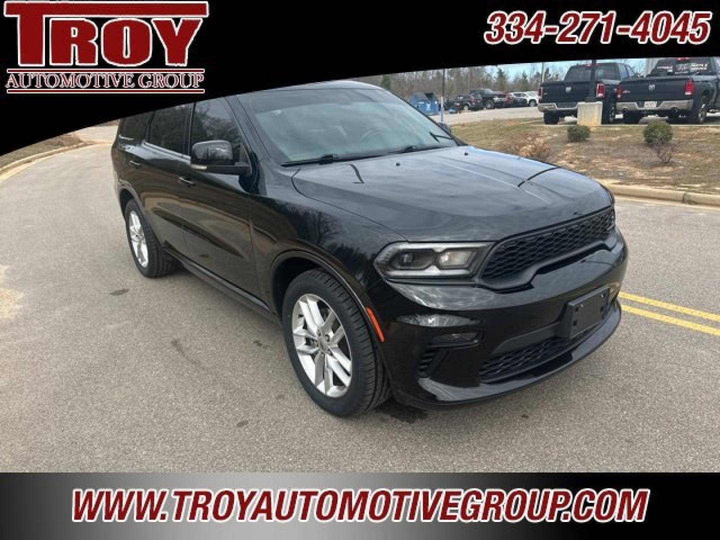 2021 Black Clearcoat /Black Dodge Durango GT Plus (1C4RDHDG9MC) with an 3.6L V6 24V VVT engine, Automatic transmission, located at 6812 Atlanta Hwy, Montgomery, AL, 36117, (334) 271-4045, 32.382118, -86.178673 - DB Black Crystal Clearcoat 2021 Dodge Durango GT Plus RWD 3.6L V6 24V VVT 8-Speed Automatic<br><br>Financing Available---Top Value for Trades.<br><br>19/26 City/Highway MPG- Photo#2