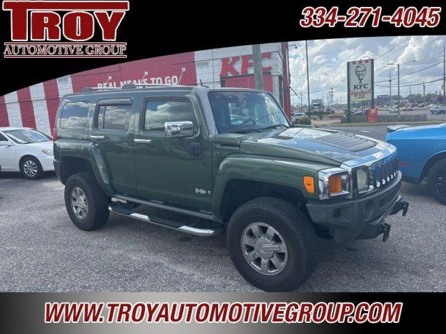 2006 Shadow Green Metallic /Ebony Hummer H3 Base (5GTDN136168) with an 3.5L 5-Cylinder MPI DOHC engine, Automatic transmission, located at 6812 Atlanta Hwy, Montgomery, AL, 36117, (334) 271-4045, 32.382118, -86.178673 - Power Sunroof!!<br>Leather!!<br>Chrome Package!!<br>Step Bars!!<br>Shadow Green Metallic 2006 Hummer H3 4WD 3.5L 5-Cylinder MPI DOHC 4-Speed Automatic with Overdrive<br><br>Financing Available---Top Value for Trades. - Photo#0