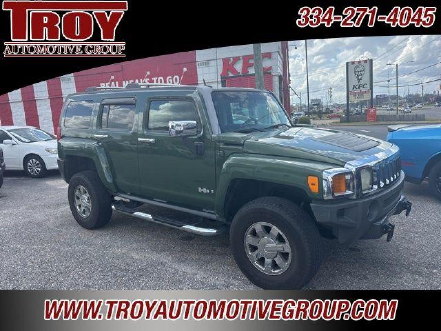 2006 Shadow Green Metallic /Ebony Hummer H3 Base (5GTDN136168) with an 3.5L 5-Cylinder MPI DOHC engine, Automatic transmission, located at 6812 Atlanta Hwy, Montgomery, AL, 36117, (334) 271-4045, 32.382118, -86.178673 - Power Sunroof!!<br>Leather!!<br>Chrome Package!!<br>Step Bars!!<br>Shadow Green Metallic 2006 Hummer H3 4WD 3.5L 5-Cylinder MPI DOHC 4-Speed Automatic with Overdrive<br><br>Financing Available---Top Value for Trades. - Photo#1