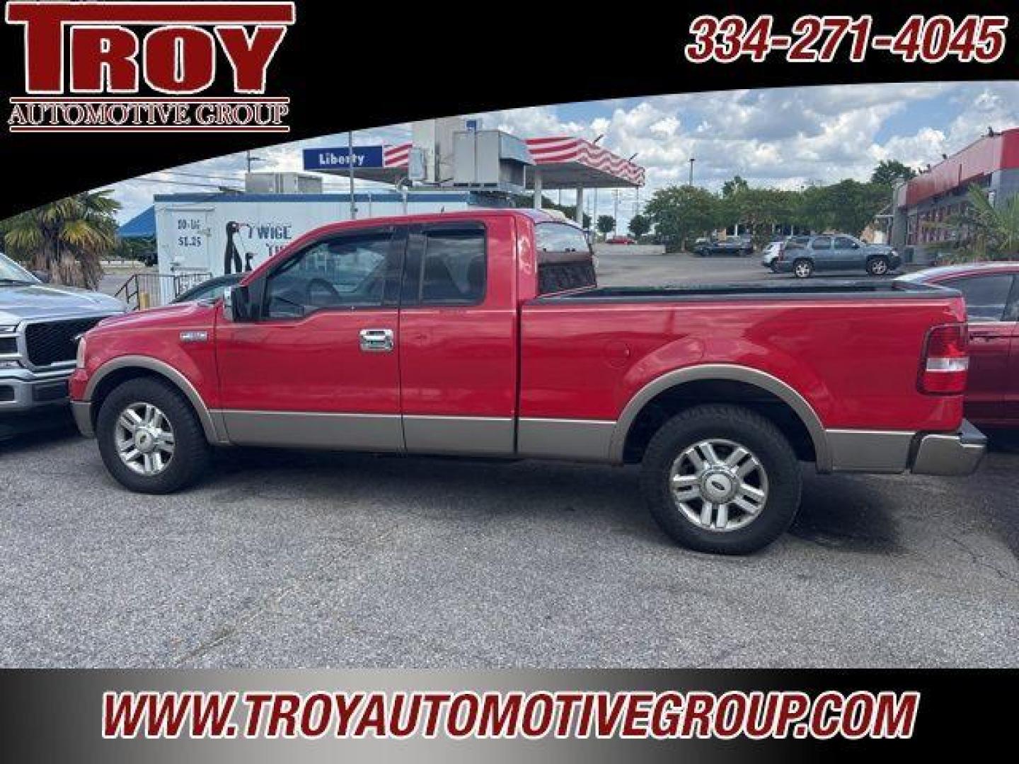 2004 Red /Tan Ford F-150 (1FTPX12514N) with an 5.4L V8 EFI 24V engine, Automatic transmission, located at 6812 Atlanta Hwy, Montgomery, AL, 36117, (334) 271-4045, 32.382118, -86.178673 - Recent Arrival<br>Lariat Package!!<br>A/T Tires!!<br>Tow Package!!<br>Bed Liner !!<br><br>Red 2004 Ford F-150 RWD 5.4L V8 EFI 24V 4-Speed Automatic with Overdrive<br><br>Financing Available---Top Value for Trades.<br><br><br>Awards:<br> * NACTOY 2004 North American Truck of the Year - Photo#2