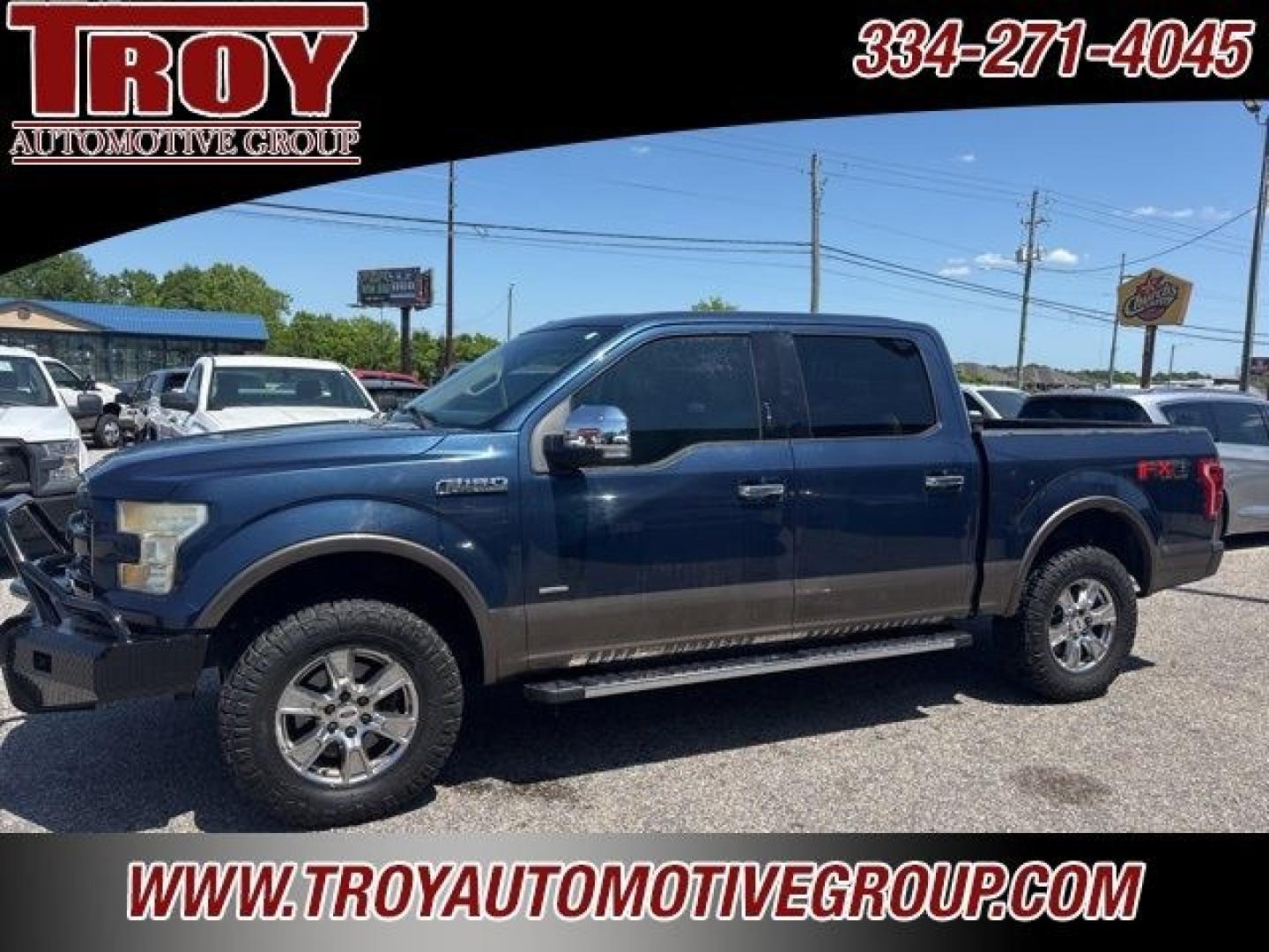 2016 Blue Jeans Metallic /Medium Light Camel Ford F-150 Lariat (1FTEW1EGXGF) with an 3.5L V6 engine, Automatic transmission, located at 6812 Atlanta Hwy, Montgomery, AL, 36117, (334) 271-4045, 32.382118, -86.178673 - 1-Owner!!<br>FX4 Package!!<br>Heated Seats!!<br>2-Master Remote Start Keys!!<br>Cooled Seats!!<br>Locking Differentials!!<br>Pro Trailer Back Up!!<br>Sunroof Does Not Work!!- Photo#1