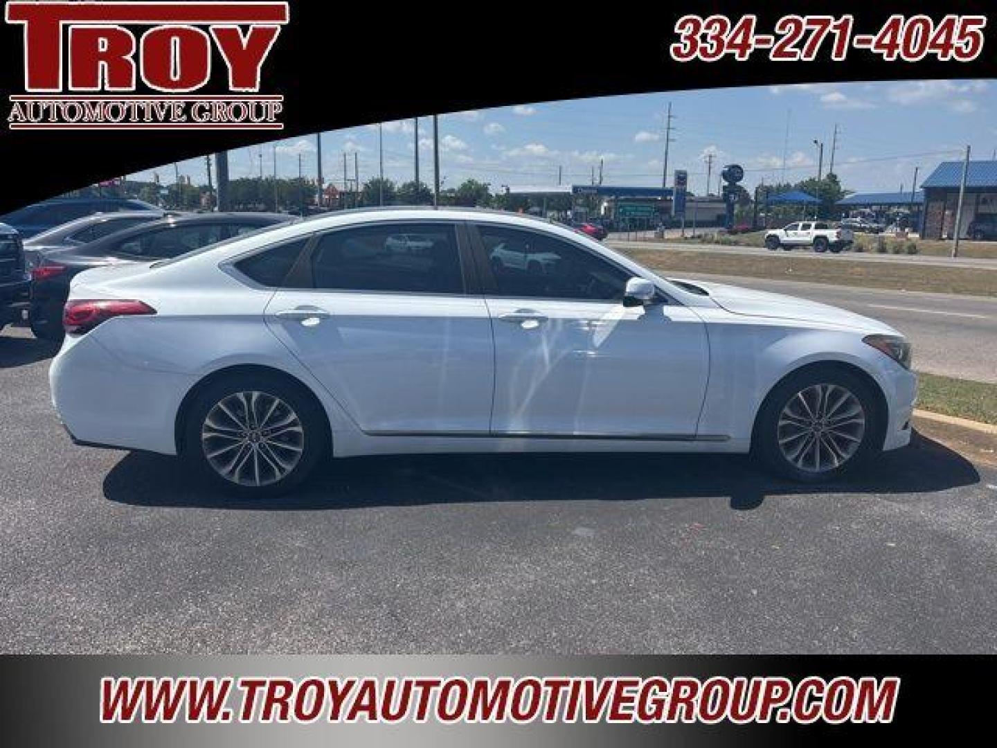2016 Casablanca White /Grey Hyundai Genesis 3.8 (KMHGN4JE3GU) with an 3.8L V6 DGI DOHC Dual CVVT engine, Automatic transmission, located at 6812 Atlanta Hwy, Montgomery, AL, 36117, (334) 271-4045, 32.382118, -86.178673 - Photo#0