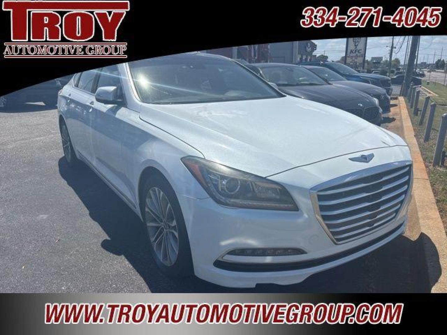 2016 Casablanca White /Grey Hyundai Genesis 3.8 (KMHGN4JE3GU) with an 3.8L V6 DGI DOHC Dual CVVT engine, Automatic transmission, located at 6812 Atlanta Hwy, Montgomery, AL, 36117, (334) 271-4045, 32.382118, -86.178673 - Photo#2