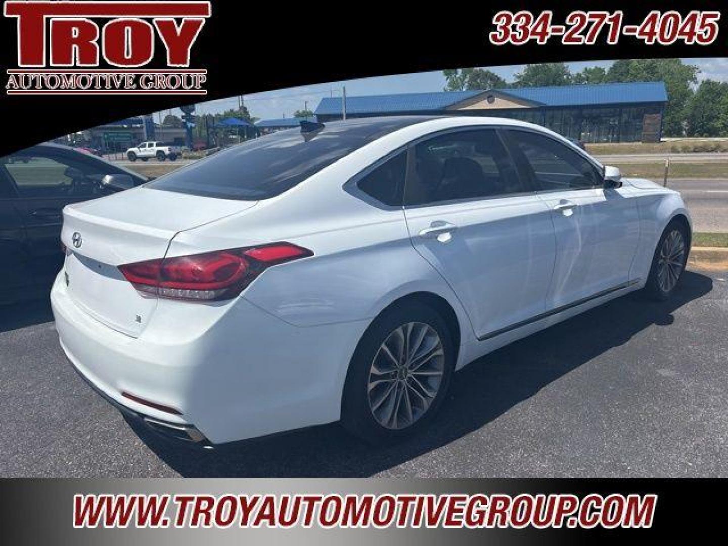 2016 Casablanca White /Grey Hyundai Genesis 3.8 (KMHGN4JE3GU) with an 3.8L V6 DGI DOHC Dual CVVT engine, Automatic transmission, located at 6812 Atlanta Hwy, Montgomery, AL, 36117, (334) 271-4045, 32.382118, -86.178673 - Photo#3