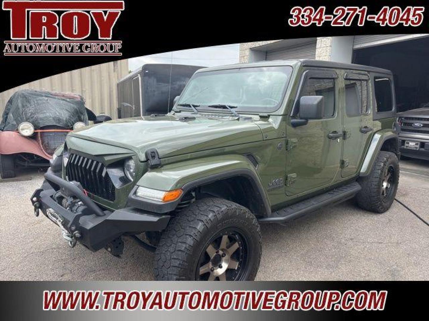 2021 Sarge Green Clearcoat /Black Jeep Wrangler (1C4HJXDN9MW) with an 2.0L I4 DOHC engine, Automatic transmission, located at 6812 Atlanta Hwy, Montgomery, AL, 36117, (334) 271-4045, 32.382118, -86.178673 - Recent Arrival!<br>80 th Special Edition!!<br>Tow Package!!<br>Step Bars!!<br>Winch!!<br>Rough Country Lift!!<br>Sarge Green Clearcoat 2021 Jeep Wrangler 4WD 2.0L I4 DOHC 8-Speed Automatic<br><br>Financing Available---Top Value for Trades.o - Photo#0