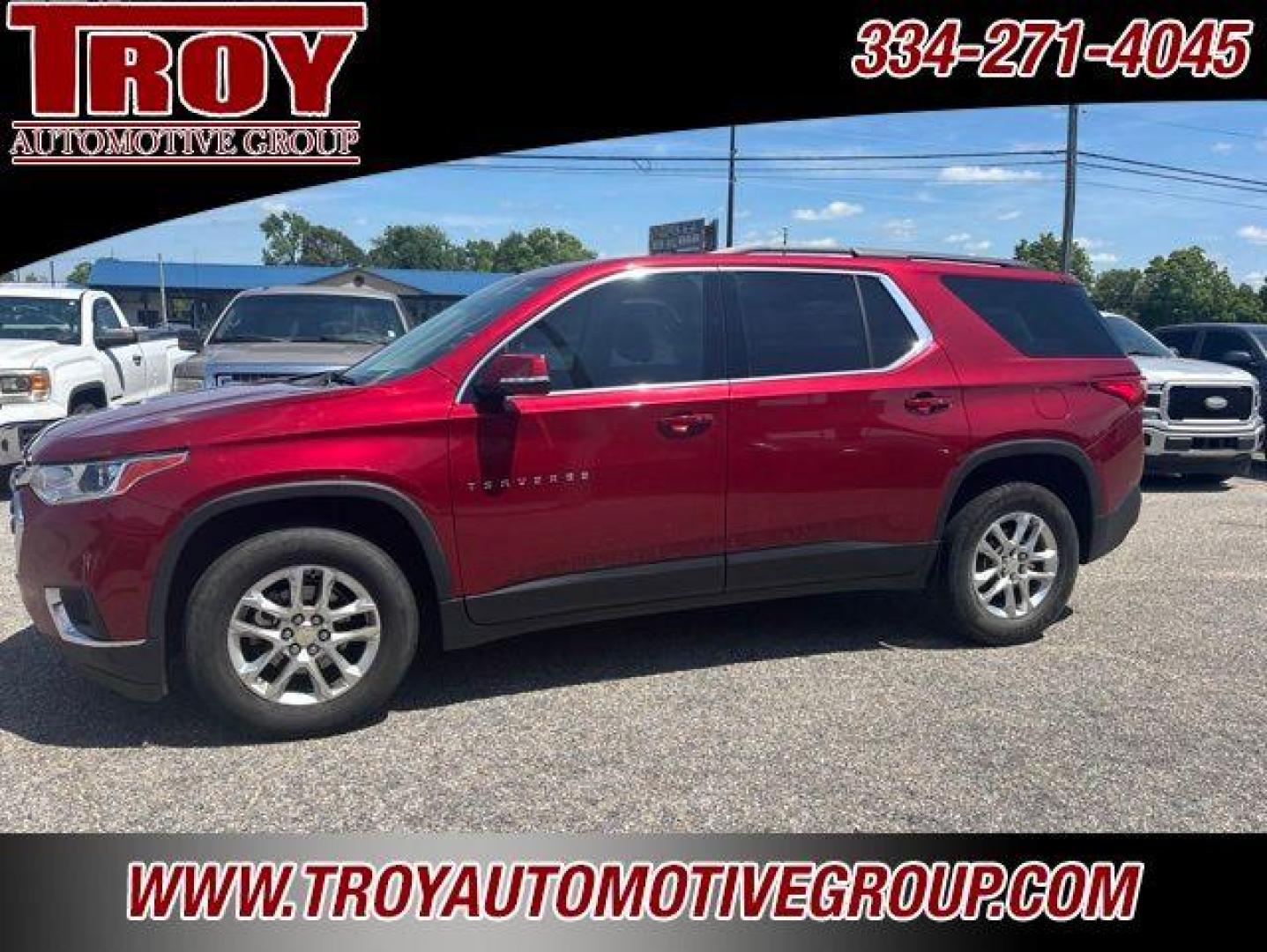 2019 Red Tintcoat /Jet Black/Dark Galvanized Chevrolet Traverse LT (1GNERGKW9KJ) with an 3.6L V6 SIDI VVT engine, Automatic transmission, located at 6812 Atlanta Hwy, Montgomery, AL, 36117, (334) 271-4045, 32.382118, -86.178673 - 1-Owner!!<br>Rear bucket seats!!<br>3rd Seat!!Cajun Red Tintcoat 2019 Chevrolet Traverse LT FWD Cloth w/1LT 3.6L V6 SIDI VVT 9-Speed Automatic<br><br>Financing Available---Top Value for Trades.<br><br>18/27 City/Highway MPG<br><br><br>Awards:<br> * 2019 KBB.com 12 Best Family Cars - Photo#1