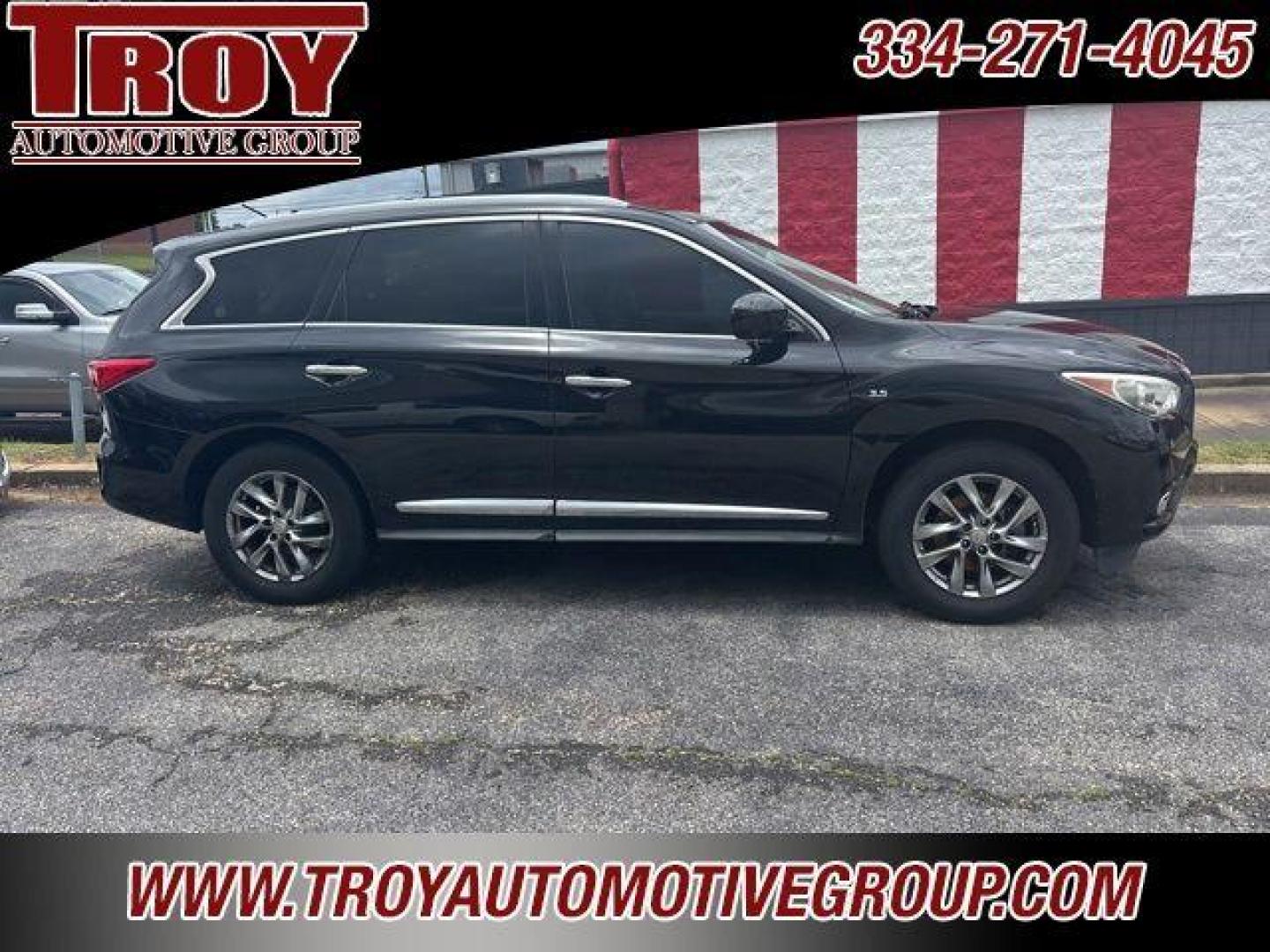 2014 Black Obsidian /Wheat INFINITI QX60 Base (5N1AL0MN3EC) with an 3.5L V6 engine, CVT transmission, located at 6812 Atlanta Hwy, Montgomery, AL, 36117, (334) 271-4045, 32.382118, -86.178673 - Black Obsidian 2014 INFINITI QX60 FWD 3.5L V6 Sport-Tuned CVT<br><br>Financing Available---Top Value for Trades.<br><br>Odometer is 8385 miles below market average! 20/26 City/Highway MPG<br><br><br>Reviews:<br> * Ample passenger room in all three rows; smooth and quite ride; classy interior design - Photo#1