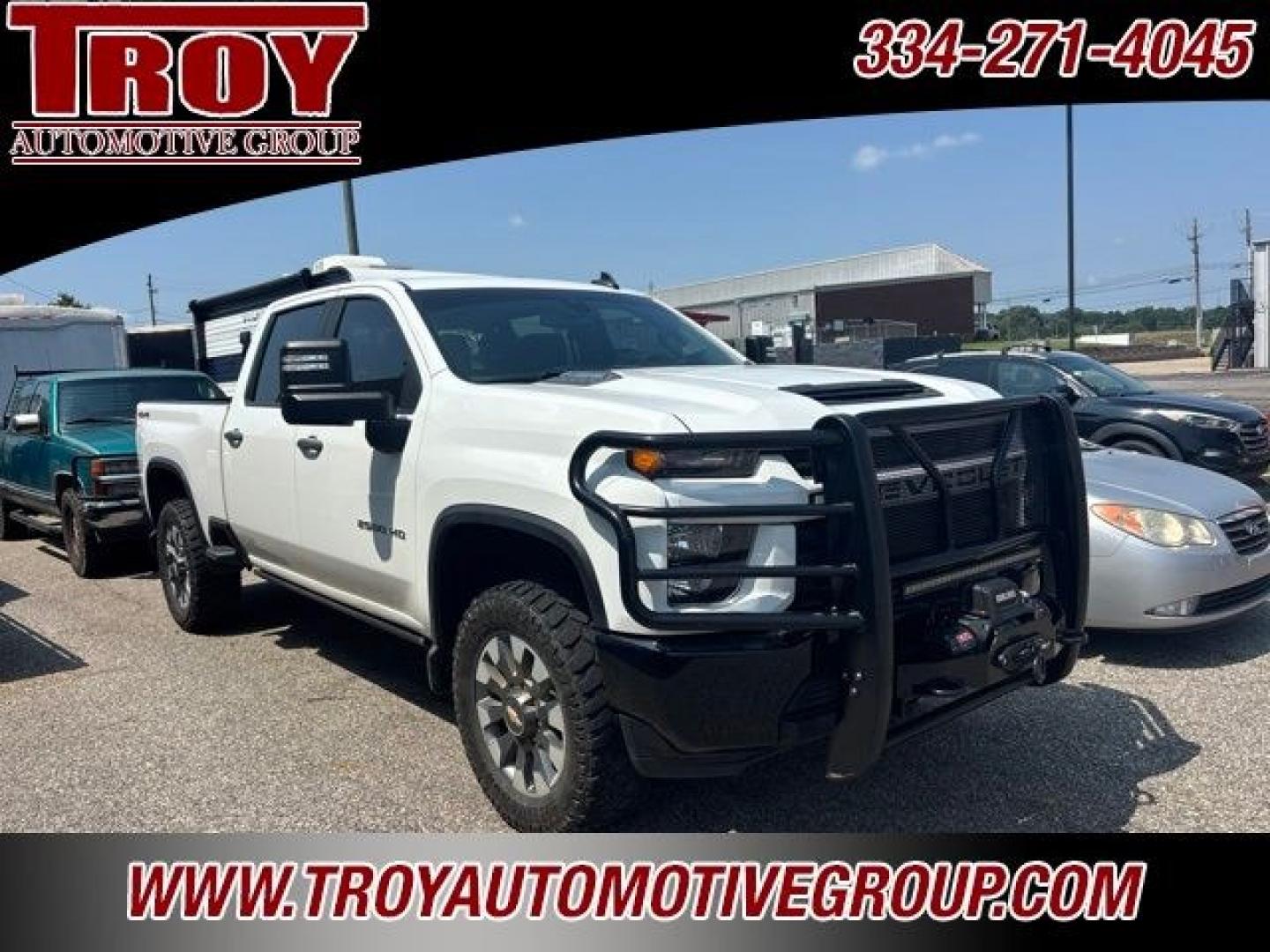 2022 Summit White /Jet Black Chevrolet Silverado 2500HD Custom (2GC4YMEY0N1) with an Duramax 6.6L V8 Turbodiesel engine, Automatic transmission, located at 6812 Atlanta Hwy, Montgomery, AL, 36117, (334) 271-4045, 32.382118, -86.178673- Photo#0