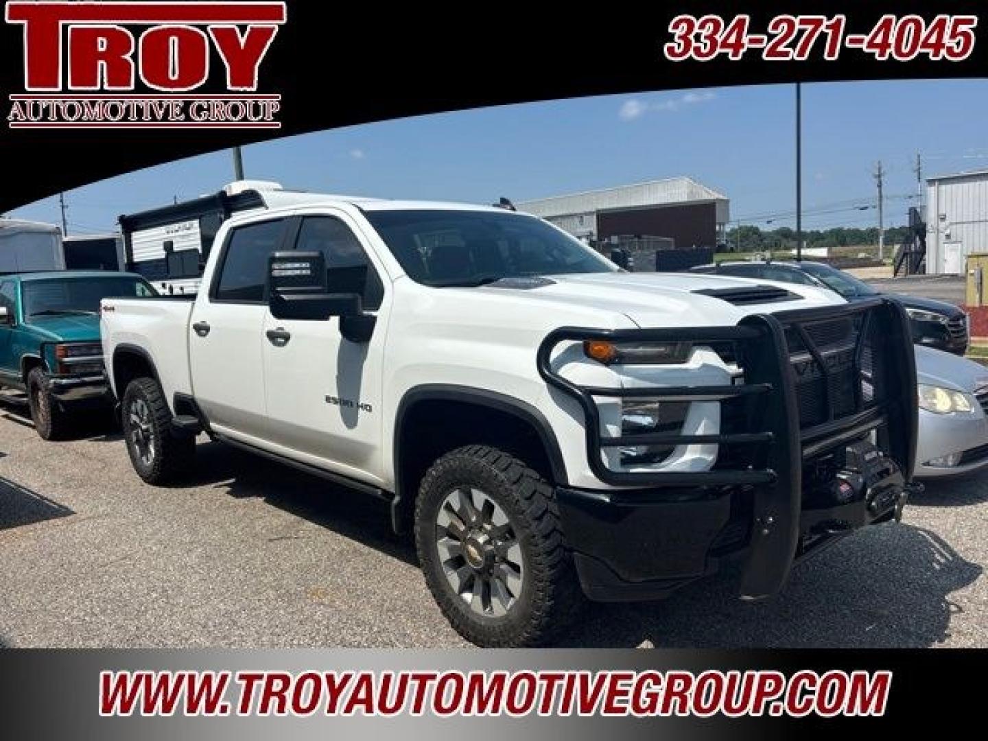 2022 Summit White /Jet Black Chevrolet Silverado 2500HD Custom (2GC4YMEY0N1) with an Duramax 6.6L V8 Turbodiesel engine, Automatic transmission, located at 6812 Atlanta Hwy, Montgomery, AL, 36117, (334) 271-4045, 32.382118, -86.178673- Photo#1