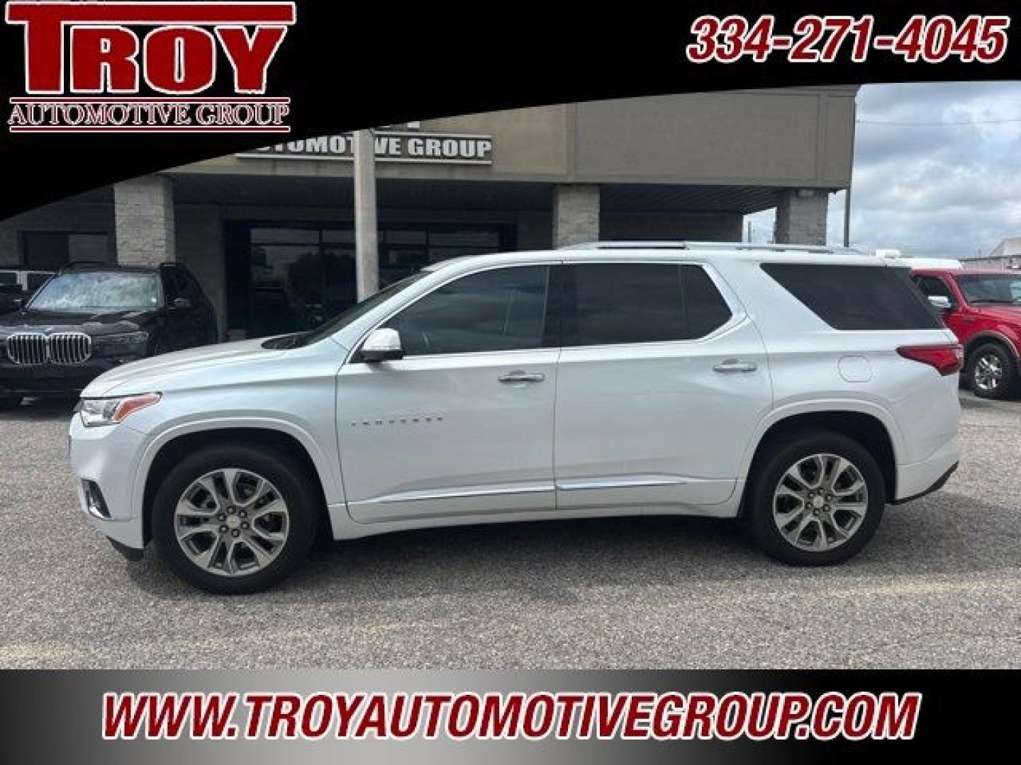 2021 Pearl /Jet Black/Dark Galvanized Chevrolet Traverse Premier (1GNERKKW1MJ) with an 3.6L V6 SIDI VVT engine, Automatic transmission, located at 6812 Atlanta Hwy, Montgomery, AL, 36117, (334) 271-4045, 32.382118, -86.178673 - Priced below KBB Fair Purchase Price!<br><br>Iridescent Pearl Tricoat 2021 Chevrolet Traverse Premier FWD 3.6L V6 SIDI VVT 9-Speed Automatic<br><br>Financing Available---Top Value for Trades.<br><br>Odometer is 41049 miles below market average! 18/27 City/Highway MPG<br><br><br>Awards:<br> * 2021 I- Photo#0