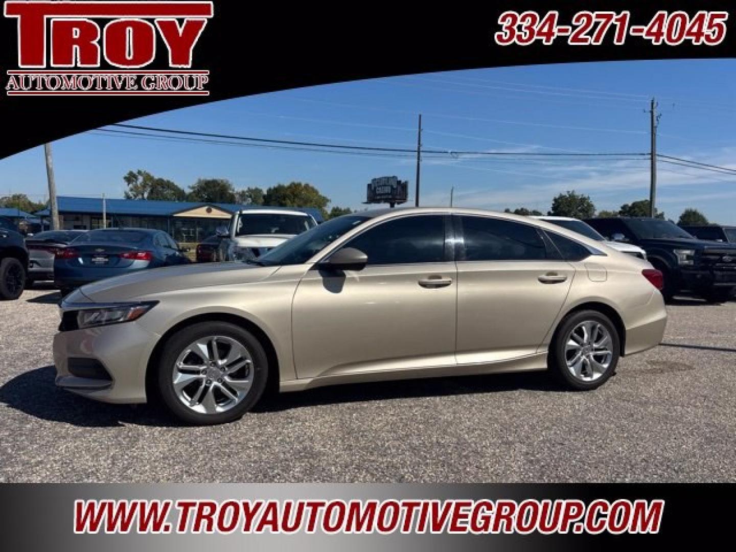 2019 Champagne Frost Pearl /Gray Honda Accord LX (1HGCV1F18KA) with an 1.5T I4 DOHC 16V Turbocharged VTEC engine, CVT transmission, located at 6812 Atlanta Hwy, Montgomery, AL, 36117, (334) 271-4045, 32.382118, -86.178673 - Recent Arrival! Priced below KBB Fair Purchase Price!<br><br>Champagne Frost Pearl 2019 Honda Accord LX FWD 1.5T I4 DOHC 16V Turbocharged VTEC CVT<br><br>Financing Available---Top Value for Trades.<br><br>30/38 City/Highway MPG<br><br><br>Awards:<br> * JD Power Automotive Performance, Execution and- Photo#1