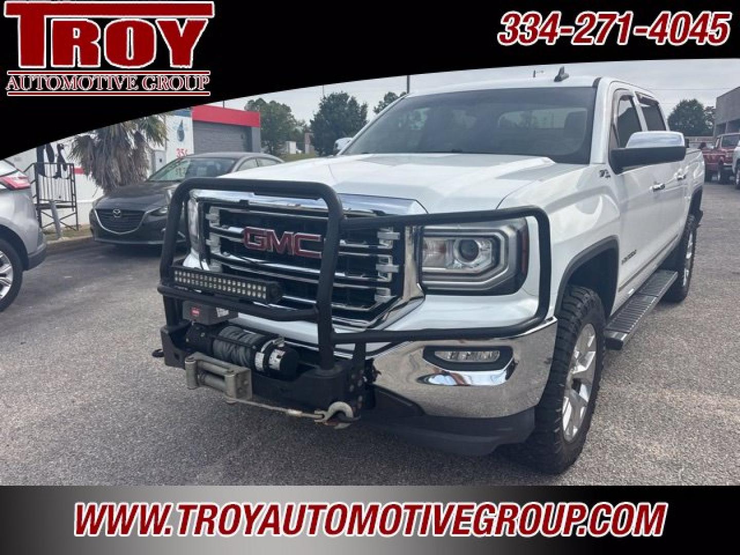 2018 Summit White /Cocoa/Dune GMC Sierra 1500 SLT (3GTU2NEC9JG) with an EcoTec3 5.3L V8 engine, Automatic transmission, located at 6812 Atlanta Hwy, Montgomery, AL, 36117, (334) 271-4045, 32.382118, -86.178673 - Brush guard w/Winch and Light Bar!!<br>Leveled!! 35x12.50x20 Nitto ridge grappler!!<br>Heated /Cooled Seats!!<br>Tow Package!!<br>Summit White 2018 GMC Sierra 1500 SLT 4WD EcoTec3 5.3L V8 6-Speed Automatic Electronic with Overdrive<br><br>Financing Available---Top Value for Trades.- Photo#4