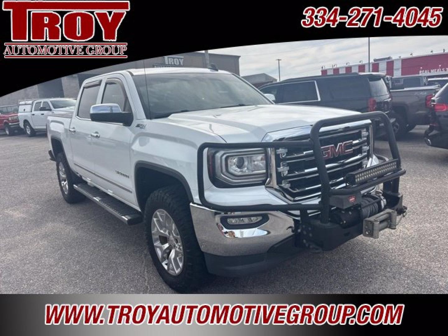 2018 Summit White /Cocoa/Dune GMC Sierra 1500 SLT (3GTU2NEC9JG) with an EcoTec3 5.3L V8 engine, Automatic transmission, located at 6812 Atlanta Hwy, Montgomery, AL, 36117, (334) 271-4045, 32.382118, -86.178673 - Brush guard w/Winch and Light Bar!!<br>Leveled!! 35x12.50x20 Nitto ridge grappler!!<br>Heated /Cooled Seats!!<br>Tow Package!!<br>Summit White 2018 GMC Sierra 1500 SLT 4WD EcoTec3 5.3L V8 6-Speed Automatic Electronic with Overdrive<br><br>Financing Available---Top Value for Trades.- Photo#7